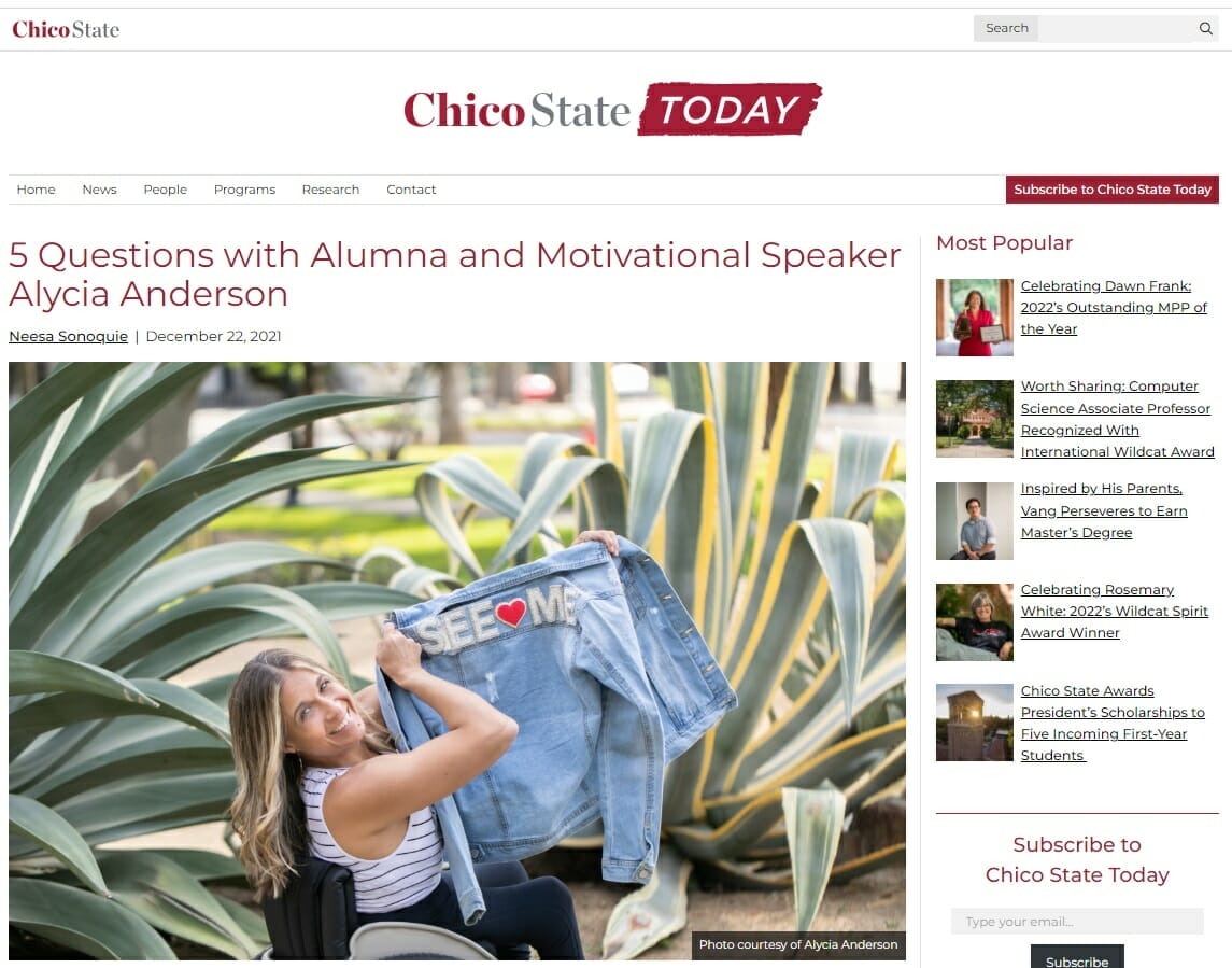 screen capture chico state today article