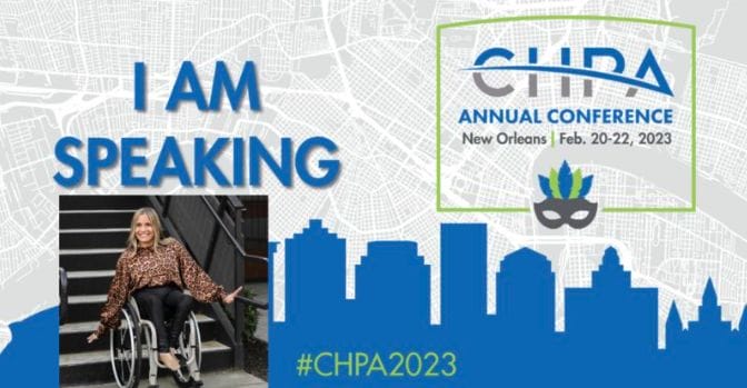 chpa banner with picture of alycia under heading i am speaking at chpa annual confrence in new orleans