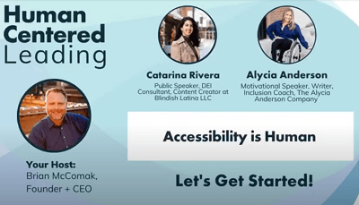 human centered podcast banner image with alycia