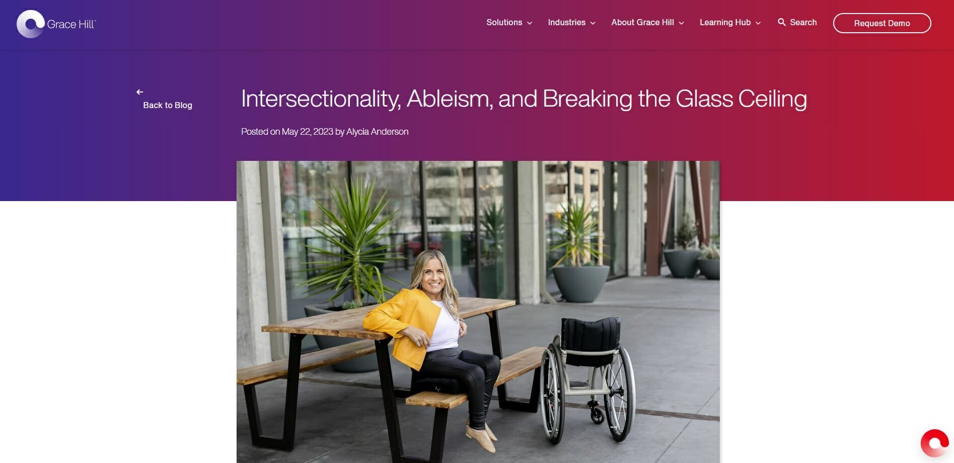 screen capture of article on grace hill website