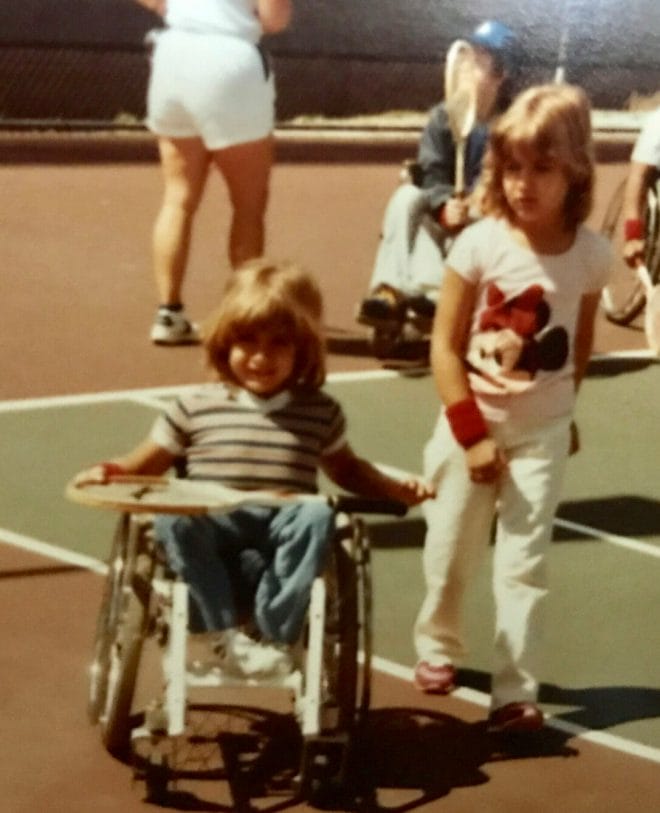 alycia and regina as young girls on the tennis courts