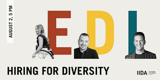i i d a southern california chapter e d i hiring for diversity event banner with a picture of alycia sergio and jarred