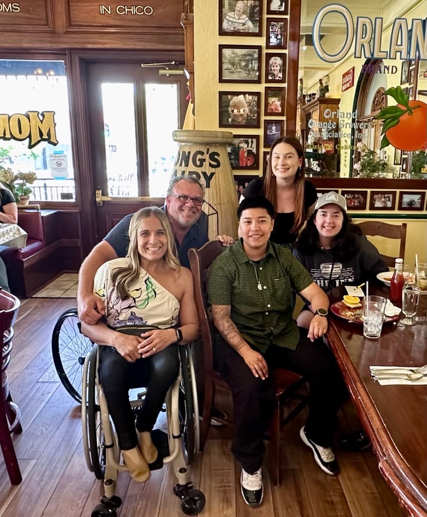 alycia marty with students at a lunch before her award ceremony in chico