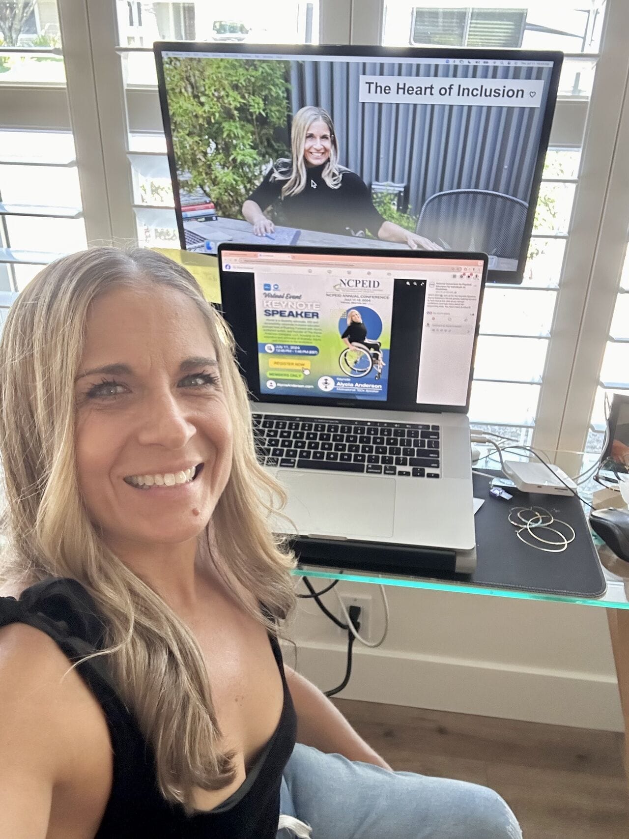 alycia after delivering her keynote to n c p e i d at her virtual studio