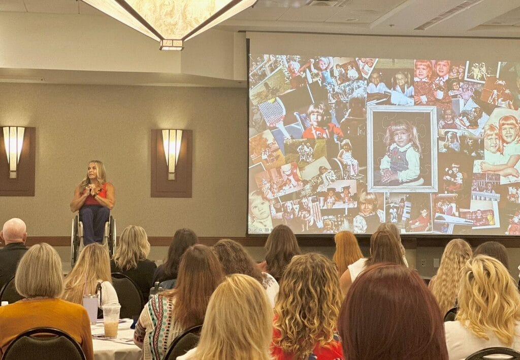 alycia speaking in michigan at the bay arenac event