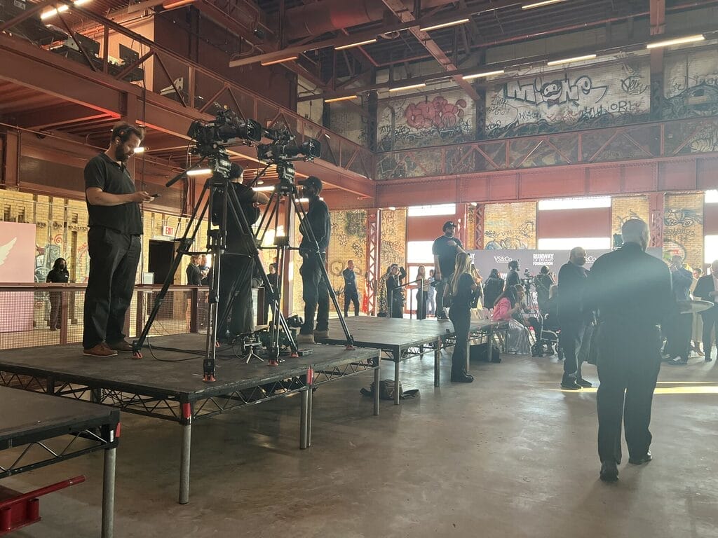 the camera crew filming the live event