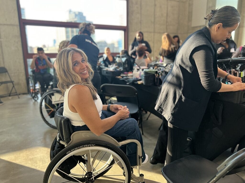 alycia getting her makeup ready for the runway