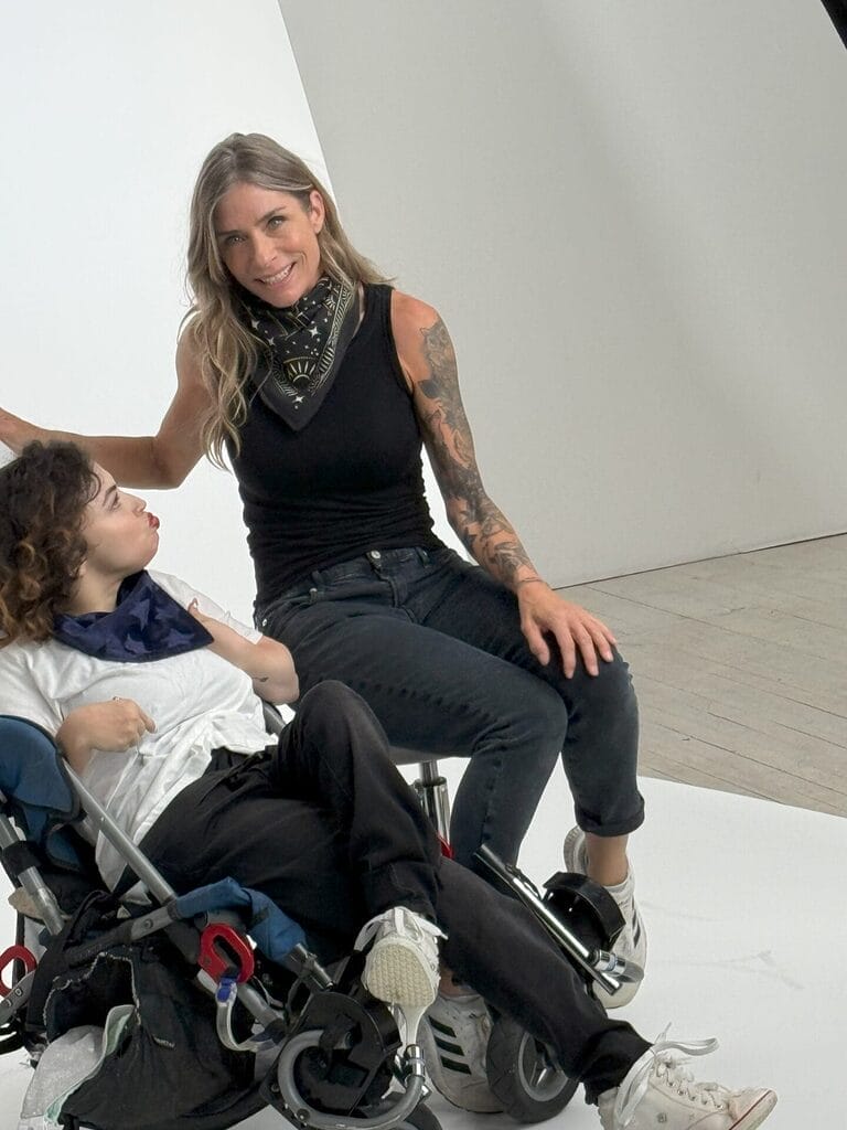 mari anderson with jessica frew on a model shoot for mad drool