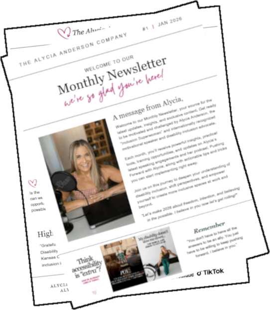 sample image of alycia newsletter with the cover overlaying another page