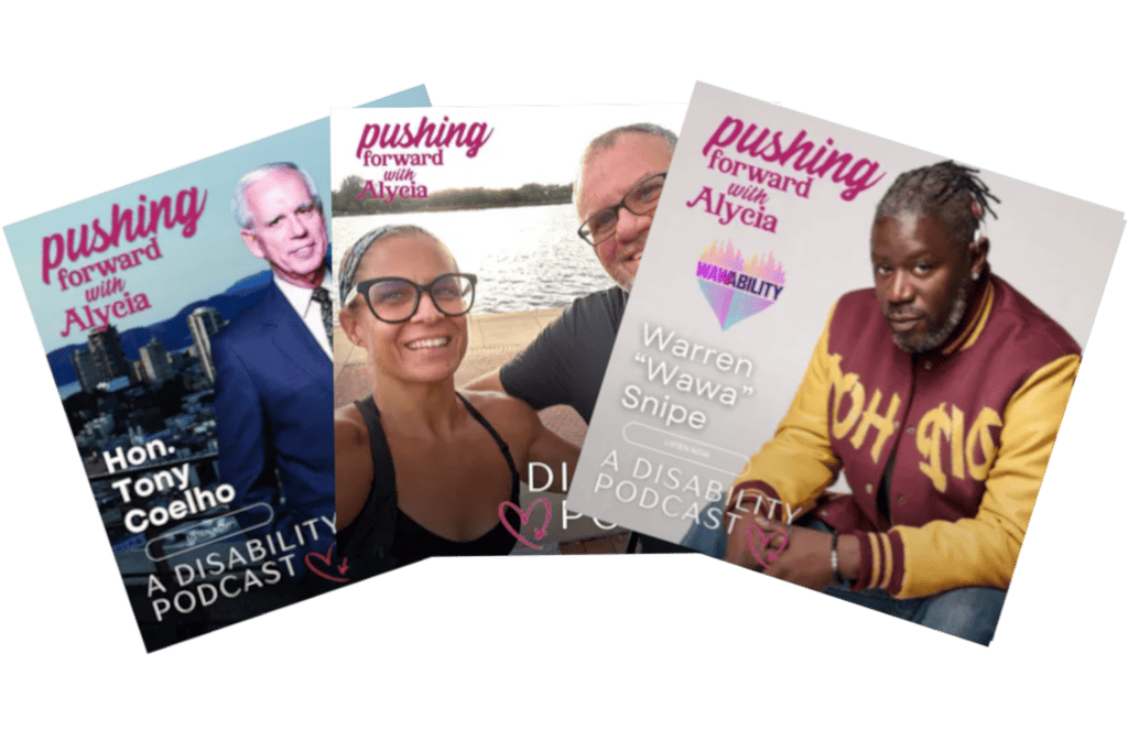 three pack of episode from the alycia anderson company pushing forward with alycia podcast tony coelho wawa snipe and alycia