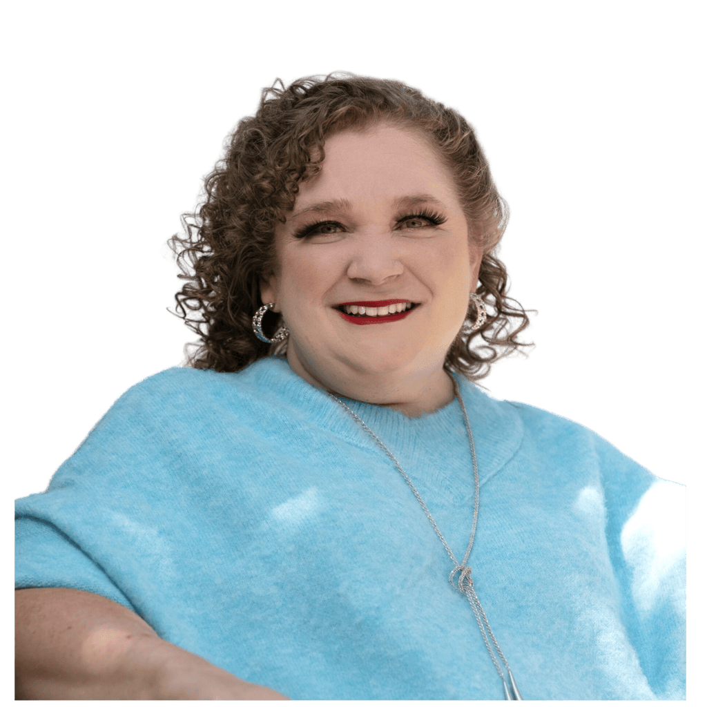 mindy henderson smiling wearing a light blue sweater